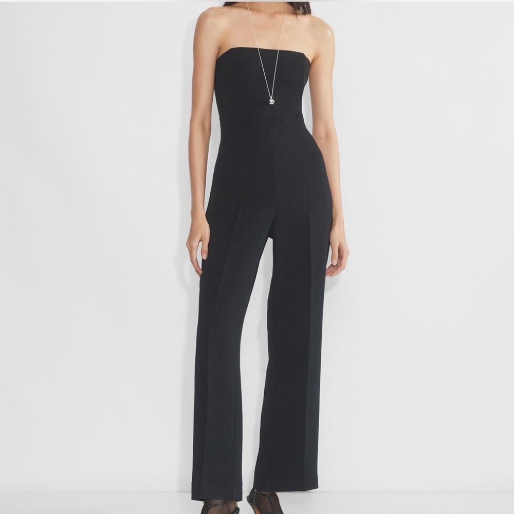 Aritzia Wilfred Black Endless Strapless Wide-Leg Jumpsuit size US 2
